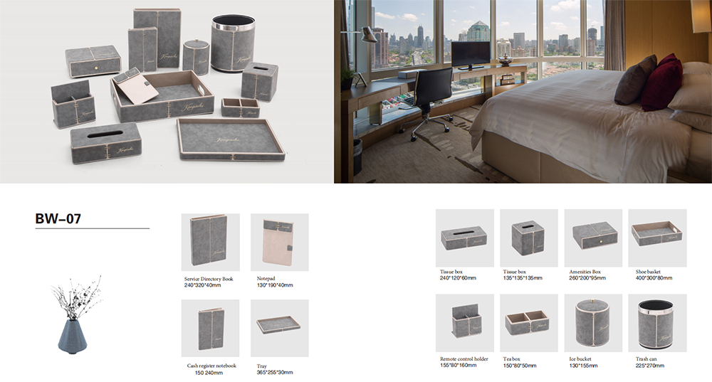 YTX-2601 ivory hotel amenity set with bronze lattice panels - tray, tissue box and soap dish