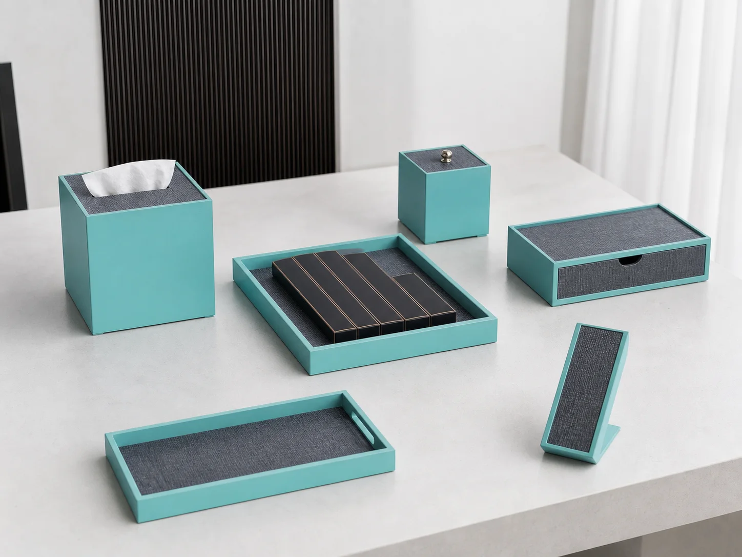 JY Craft Turquoise Guest Room Set — Concept Styling Concept styling for Serving & Amenity Trays