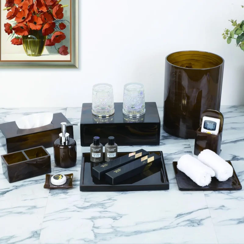 YTX-2061 hotel amenity set with consumables box, lotion bottle, tray