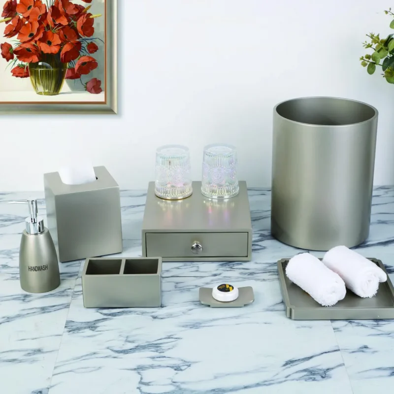 YTX-2068 hotel amenity set with tea bag box, consumables box, trash can
