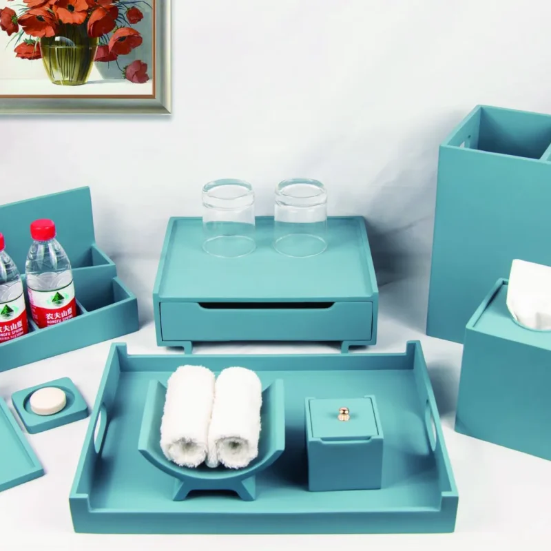 YTX-2076 hotel amenity set with soap dish, towel tray, tray