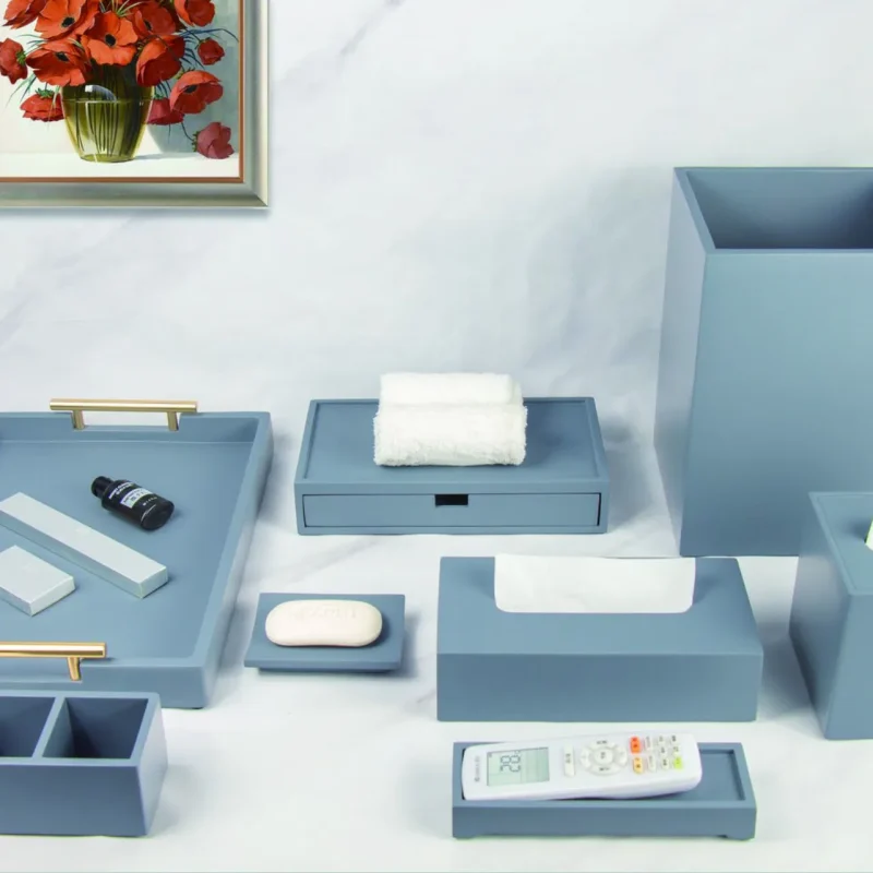 YTX-2080 hotel amenity set with remote control stand, tea bag box, tissue box