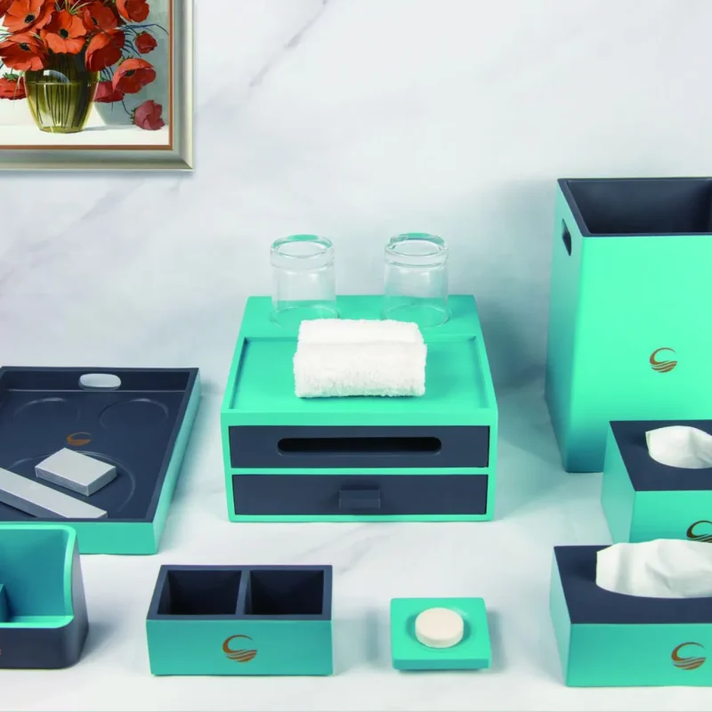YTX-2081 hotel amenity set with soap dish, tea bag box, consumables box
