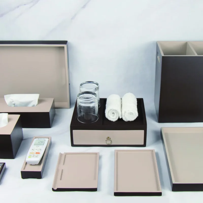 YTX-2083 hotel amenity set with remote control stand, tissue box, soap dish