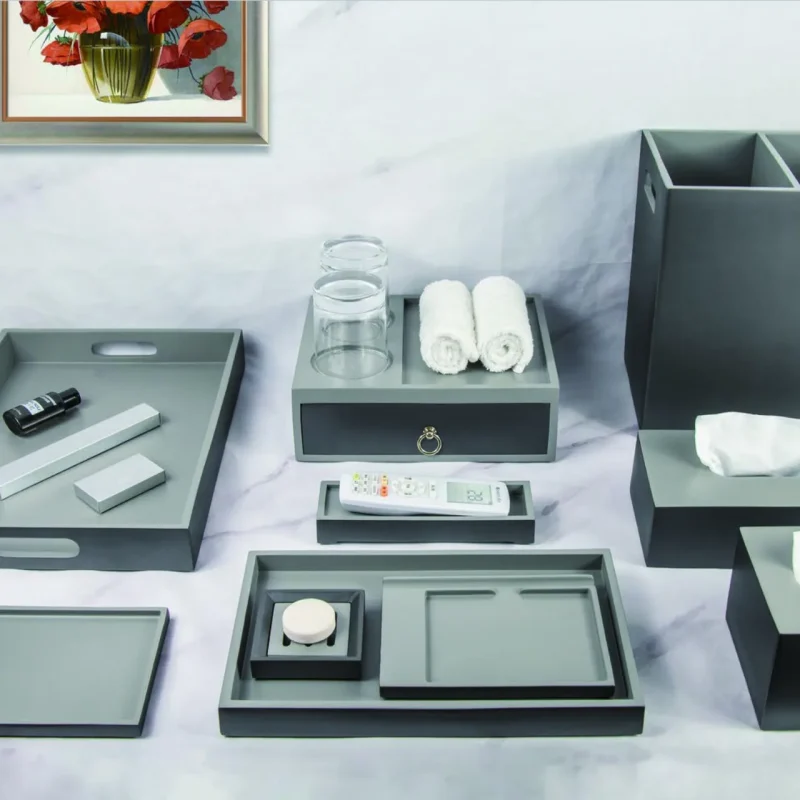 YTX-2089 hotel amenity set with tray, consumables box, trash can
