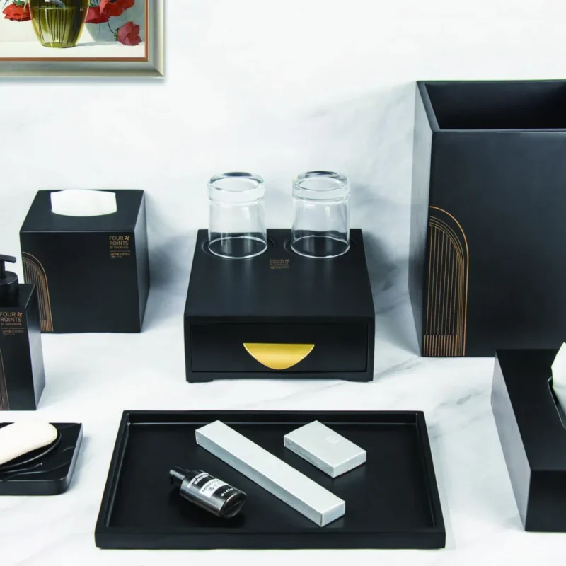 YTX-2091 hotel amenity set with tissue box, consumables box, trash can