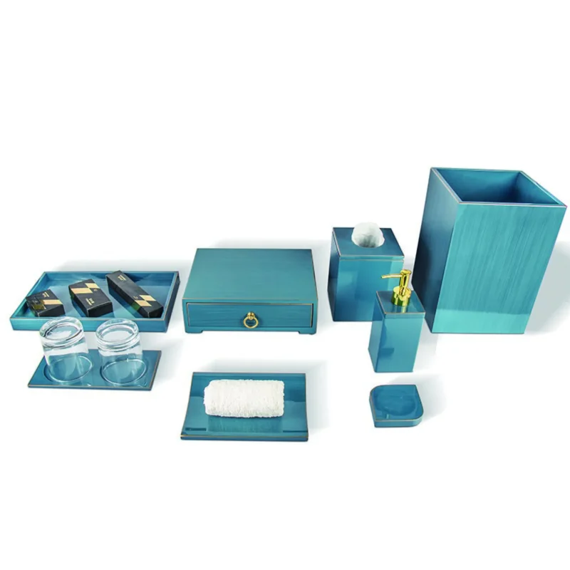YTX-2092 hotel amenity set with towel tray, tray, coaster