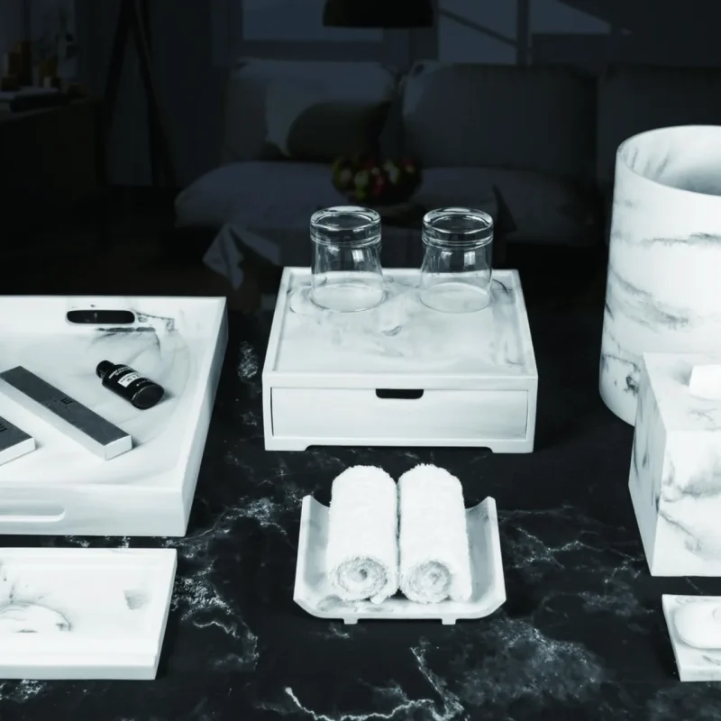 YTX-2101 hotel amenity set with kettle tray, consumables box, towel tray