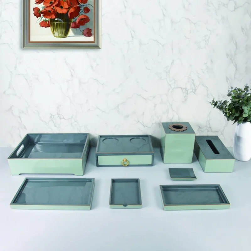 YTX-2319 hotel amenity set with soap dish, towel tray, tray