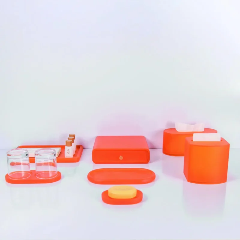 YTX-2408 hotel amenity set with tray, coaster, towel tray