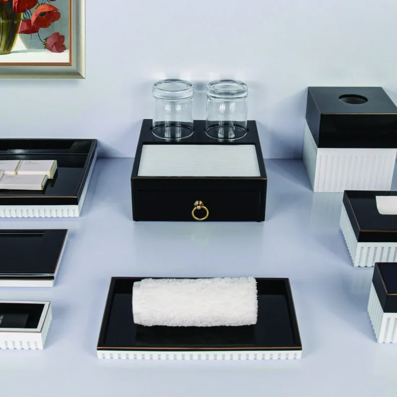 YTX-2501 hotel amenity set with memo pad, towel tray, consumables box