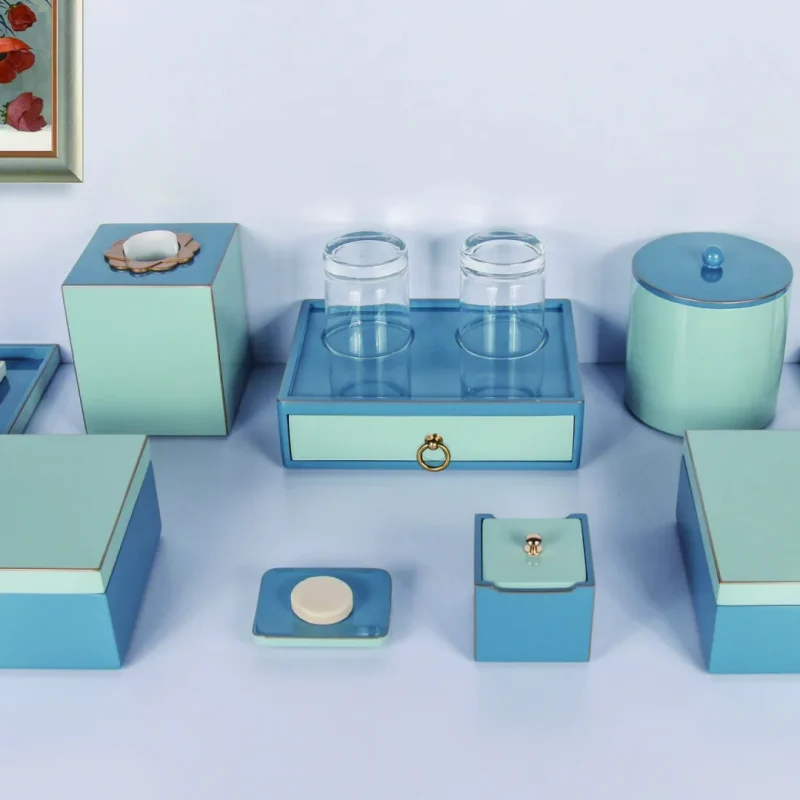 YTX-2505 hotel amenity set with soap dish, towel tray, consumables box
