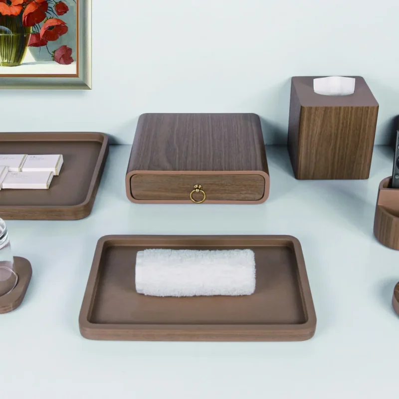 YTX-2510 hotel amenity set with soap dish, towel tray, consumables box