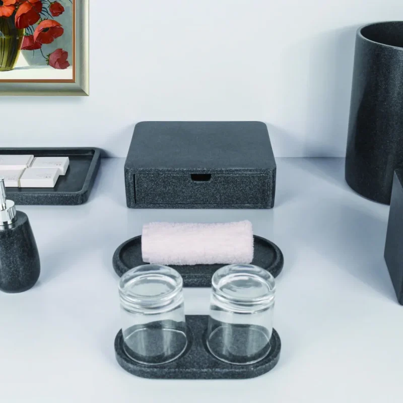 YTX-2511 hotel amenity set with soap dish, towel tray, consumables box