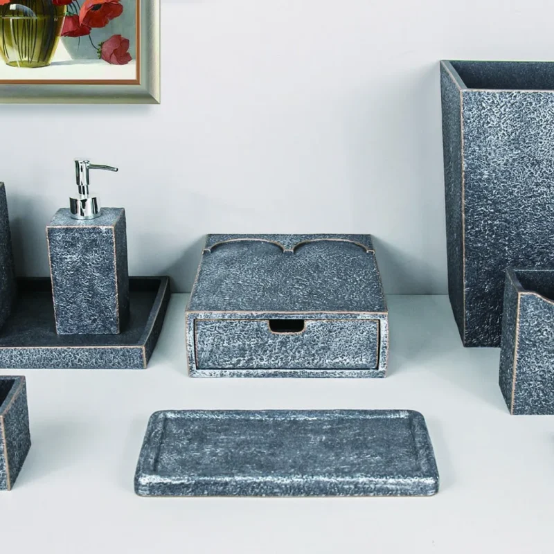 YTX-2514 hotel amenity set with soap dish, towel tray, consumables box