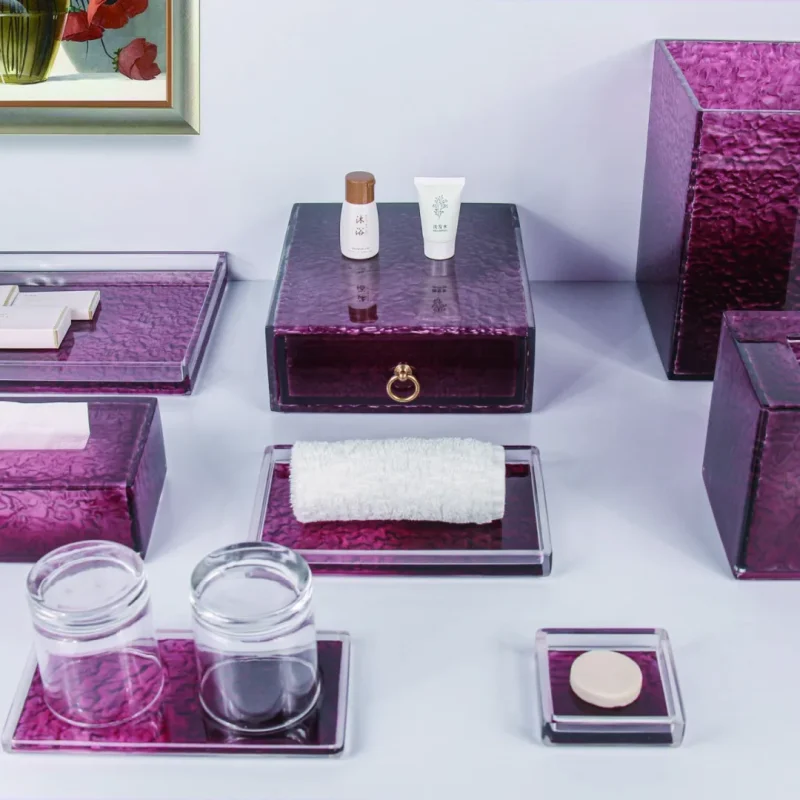YTX-2517 hotel amenity set with soap dish, towel tray, consumables box