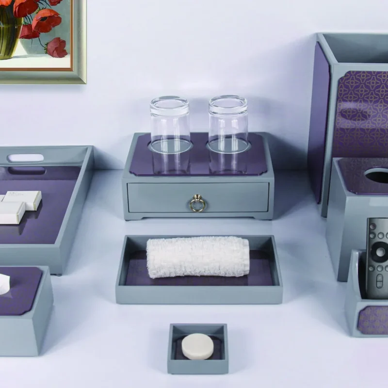YTX-2519 hotel amenity set with soap dish, towel tray, consumables box