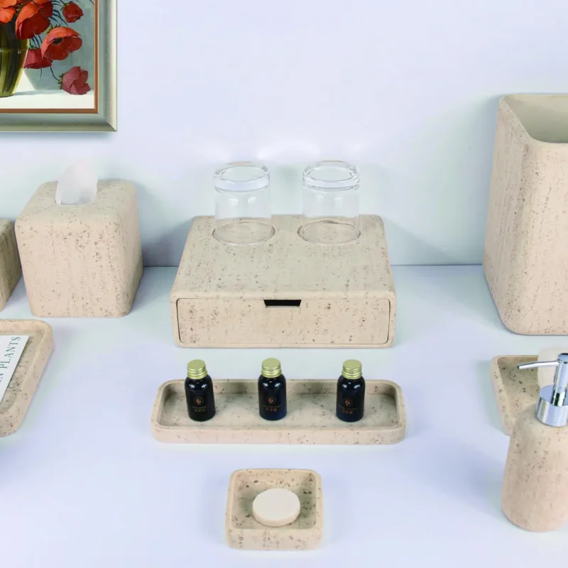 YTX-2521 hotel amenity set with memo pad, towel tray, consumables box