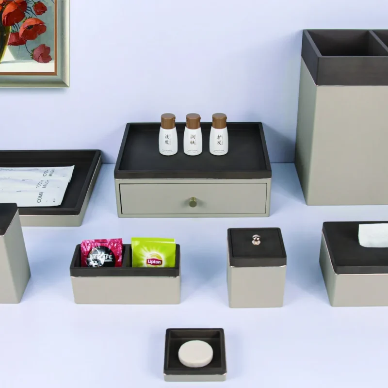 YTX-2523 hotel amenity set with tea bag box, soap dish, consumables box