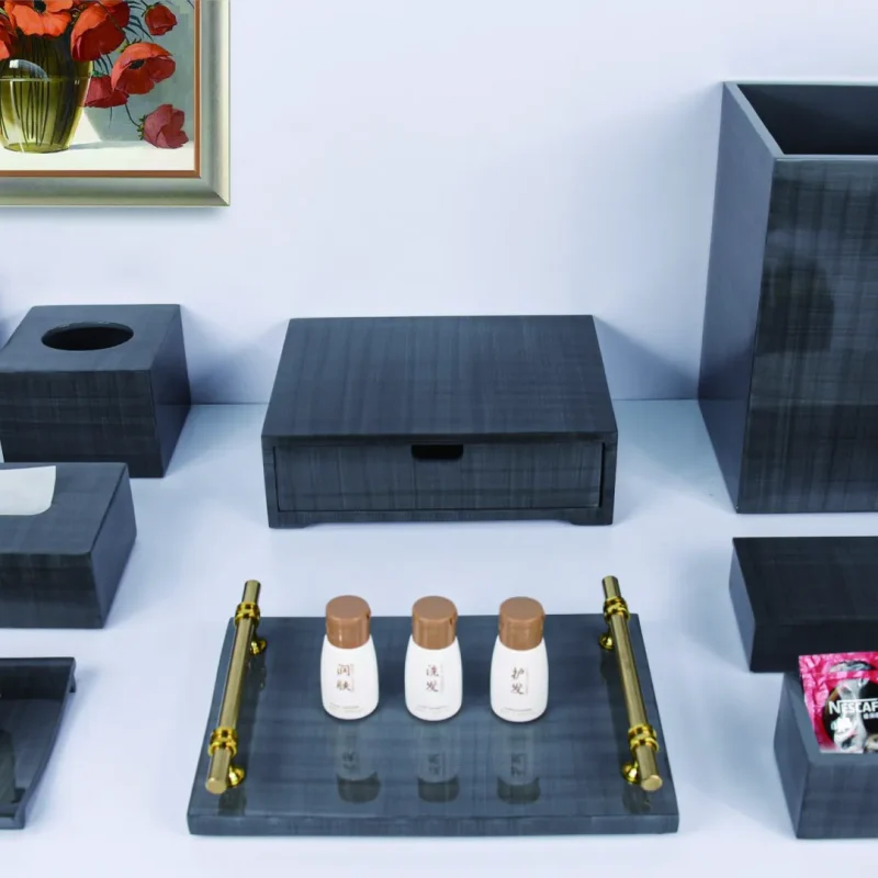 YTX-2526 hotel amenity set with tea bag box, towel tray, consumables box