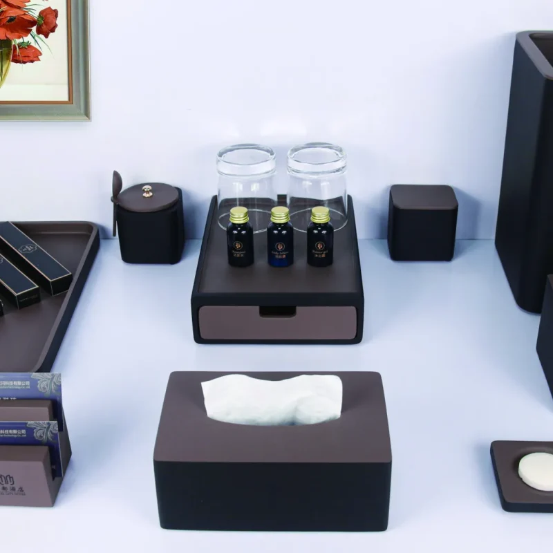 YTX-2604 hotel amenity set with soap dish, cotton swab box, consumables box