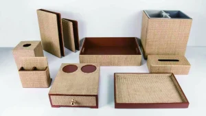 YTX-2607 hotel amenity set with slipper tray, remote control stand, consumables box