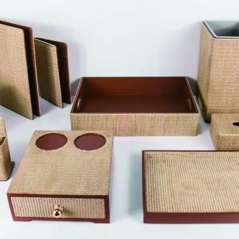 YTX-2607 hotel amenity set with slipper tray, remote control stand, consumables box