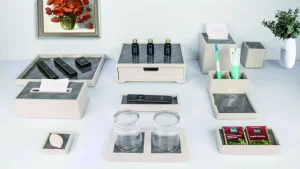 YTX-2609 hotel amenity set with soap dish, memo pad, consumables box