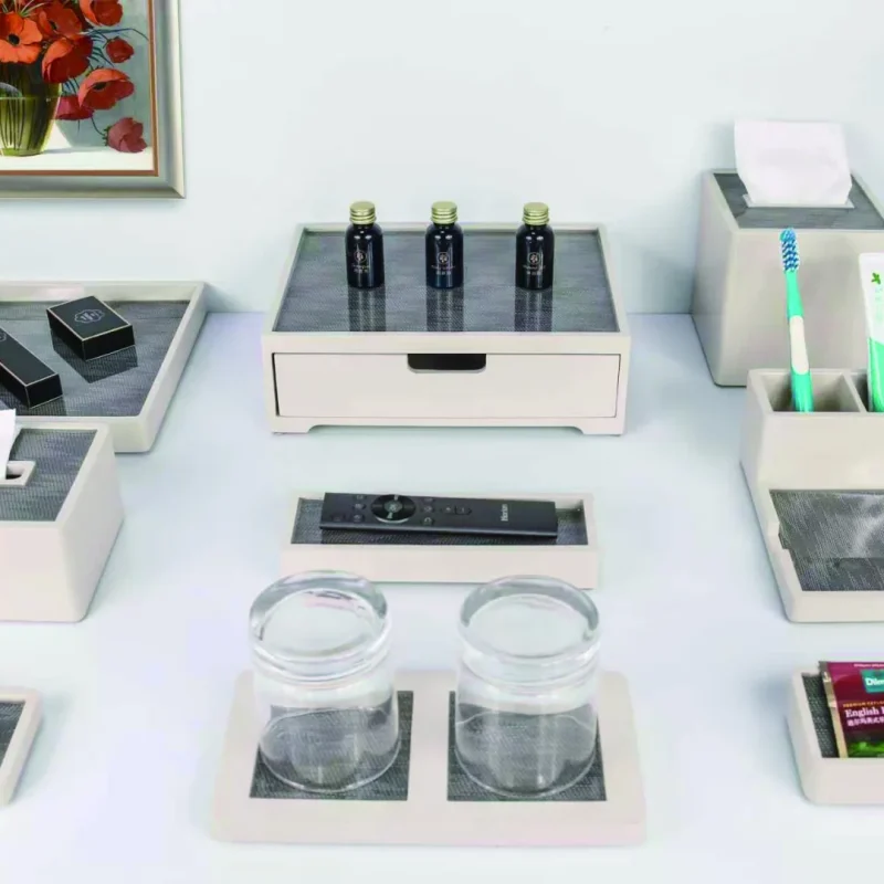 YTX-2609 hotel amenity set with soap dish, memo pad, consumables box