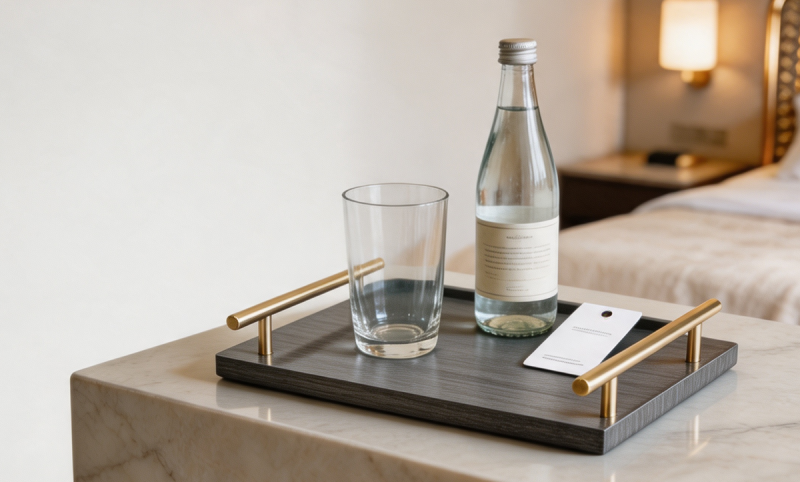 TP-05 Marble-effect resin serving tray for hotel bathroom amenities and storage
