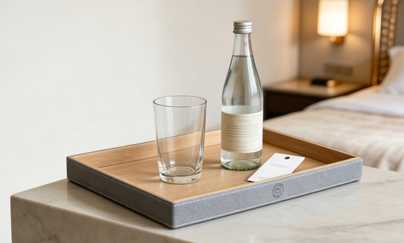 PTP-01 (2) Customized Grey Leather Serving Tray-PTP-01