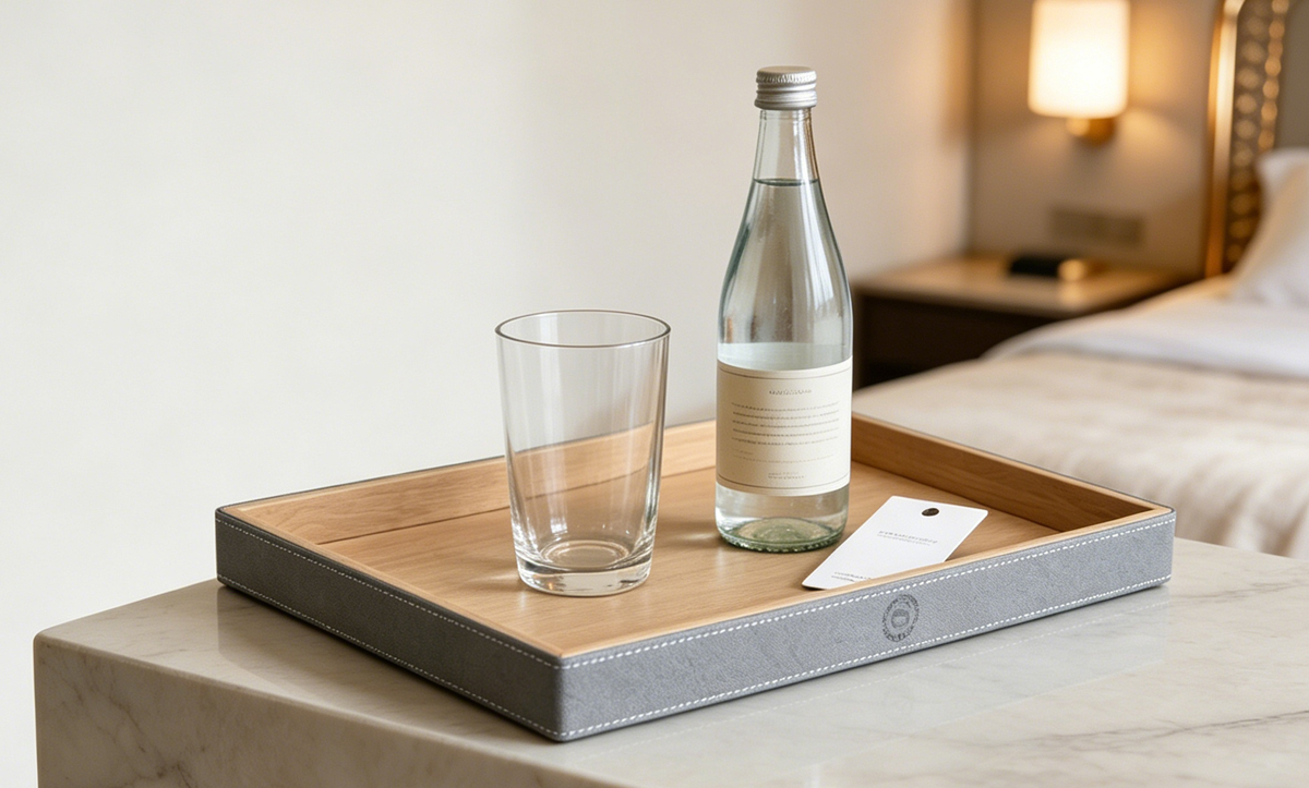 Customized Grey Leather Serving Tray-PTP-01