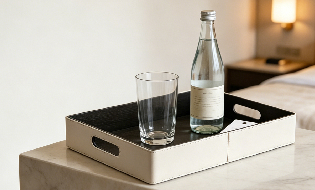 Leather Serving Tray with Cutout Handles-PTP-02
