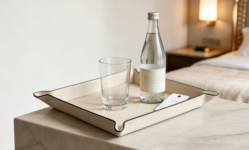 Folded Corner Leather Catchall Amenity Tray-PTP-03