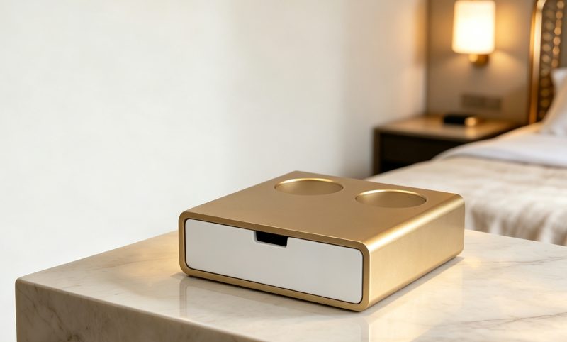 SNH-06 (2) OEM / ODMLuxury Gold Resin Hotel Amenities Box-SNH-06