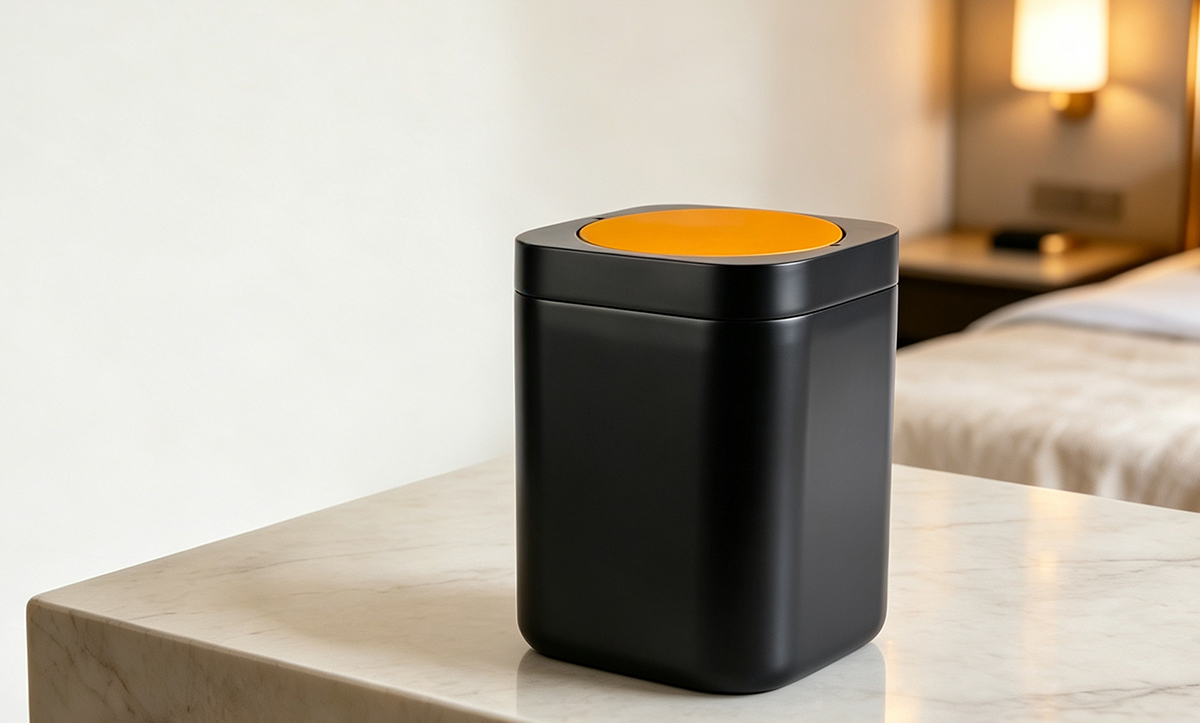 Black Swing Top Lid Resin Trash Cans-TB-01