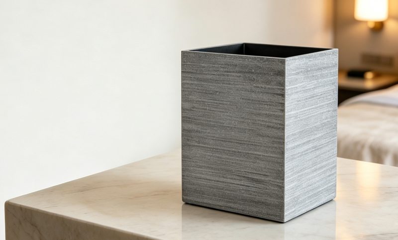 TB-09 (3) Slate Grey Brushed Faux Stone Texture Trash Can-TB-09