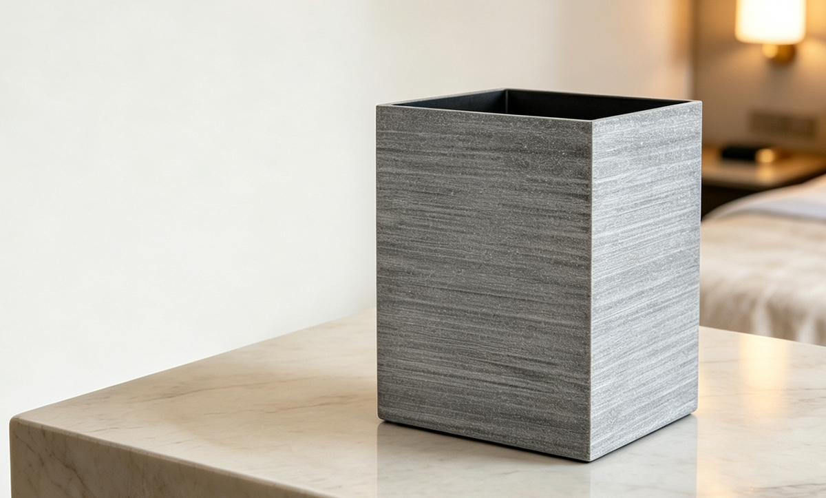 Slate Grey Brushed Faux Stone Texture Trash Can-TB-09