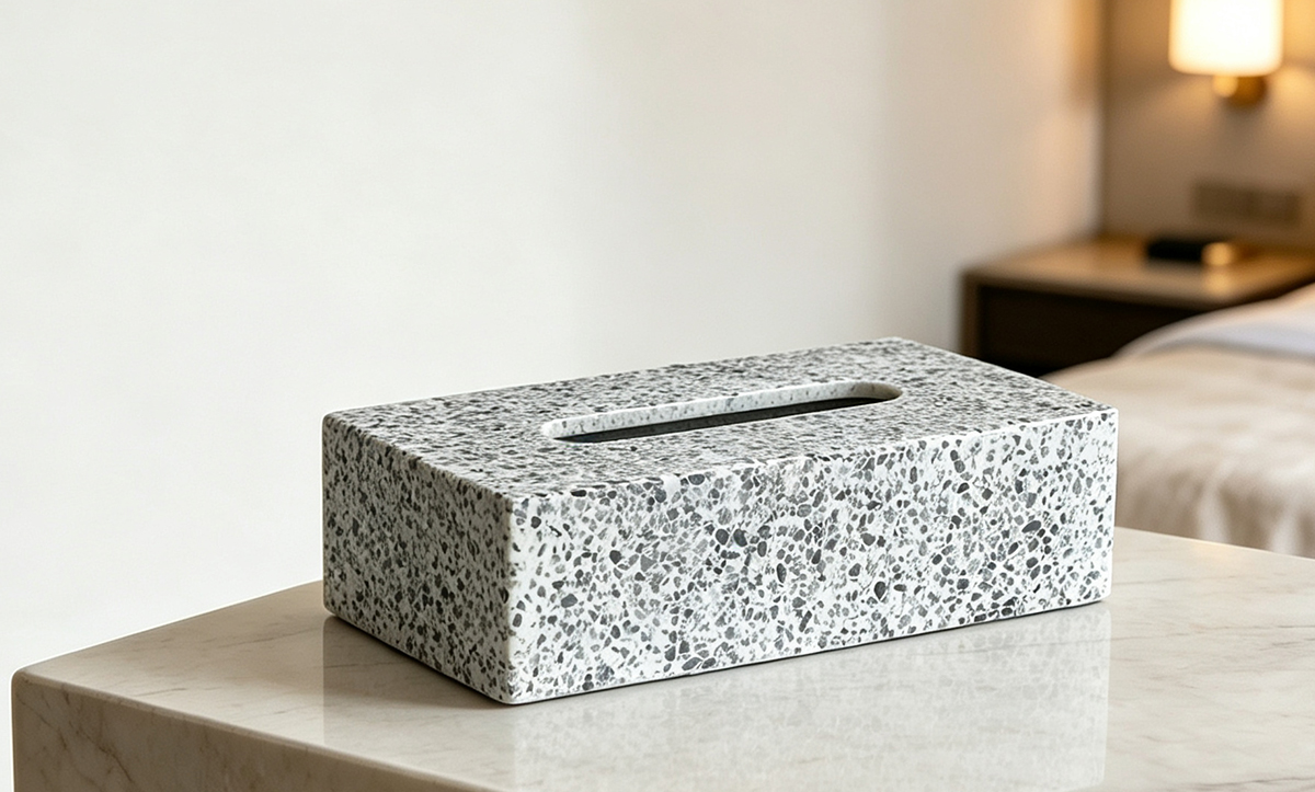 Resin Matte Terrazzo Rectangular Tissue Box Cover-ZJH-03