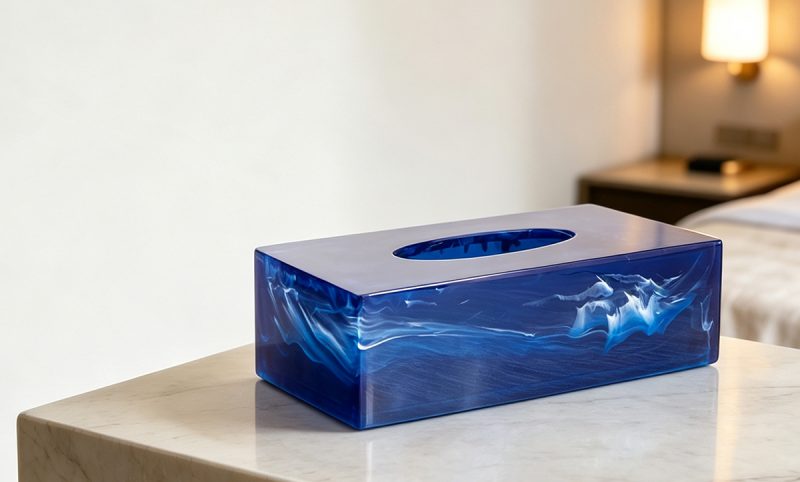 ZJH-04 (1) Polished blue resin rectangular tissue box cover-ZJH-04