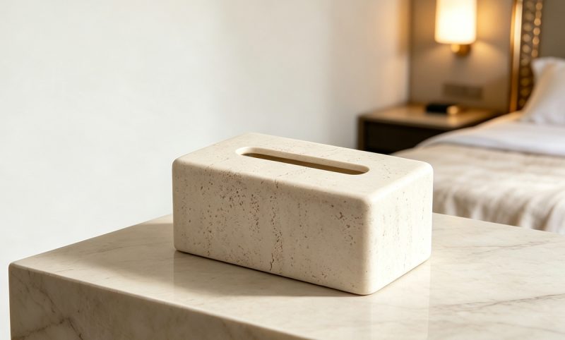 ZJH-05 (1) Beige Sandstone Travertine Tissue Box Cover-ZJH-05