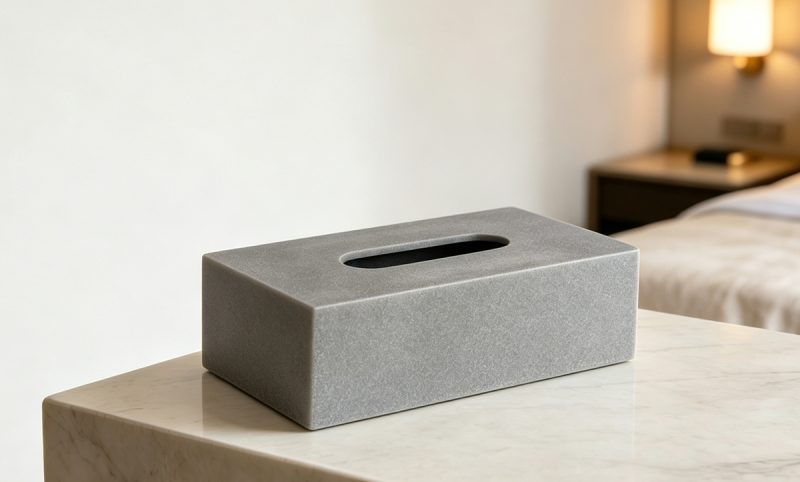 Grey Sandstone Frosted Finish Hotel Tissue Box-ZJH-10