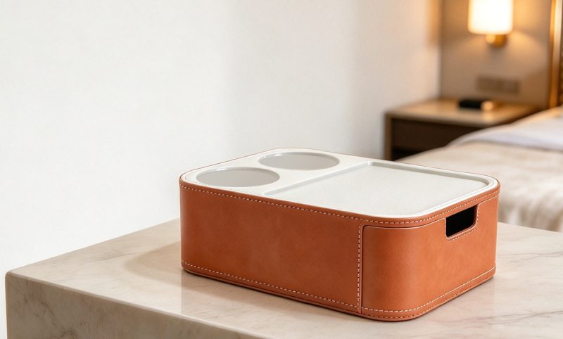 PAB-01 (1) Leather and ABS Desktop Organizer Amenity tray Box-PAB-01