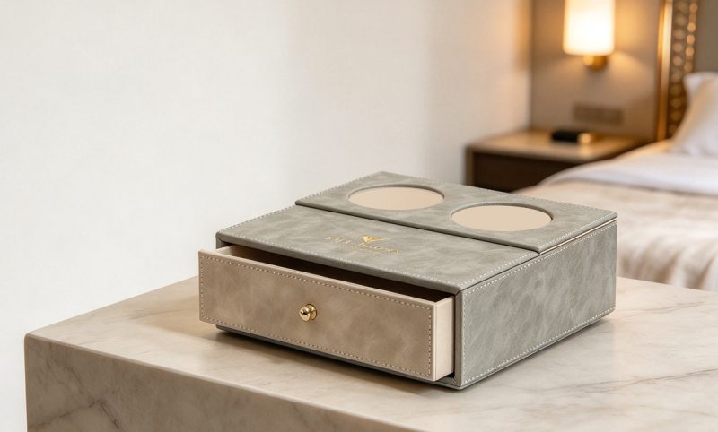 Leather Amenity Box Hotel Bathroom Set Organizer-PAB-03