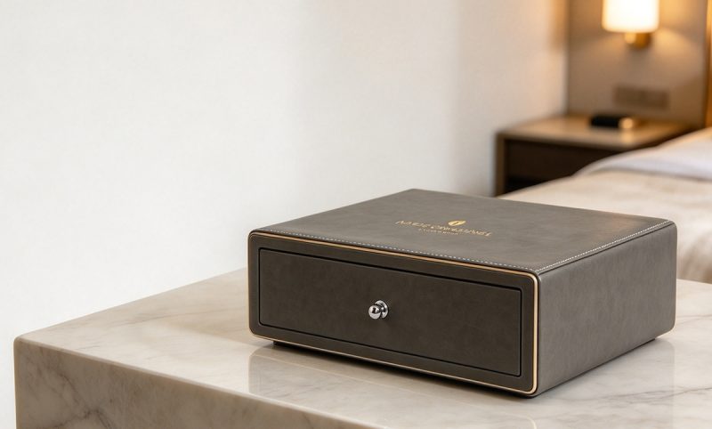 Dark Charcoal Grey Leather with Gold Trim Amenity box-PAB-04