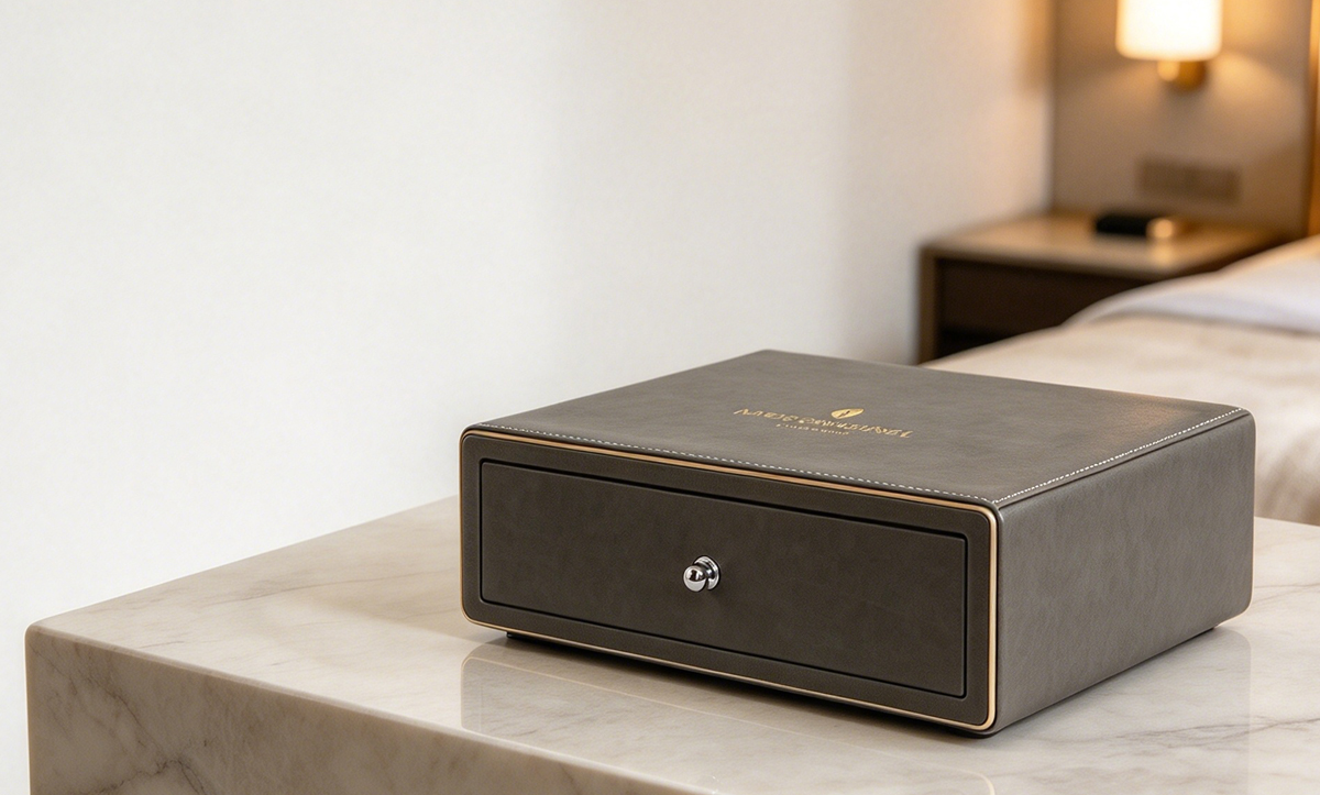 Dark Charcoal Grey Leather with Gold Trim Amenity box-PAB-04