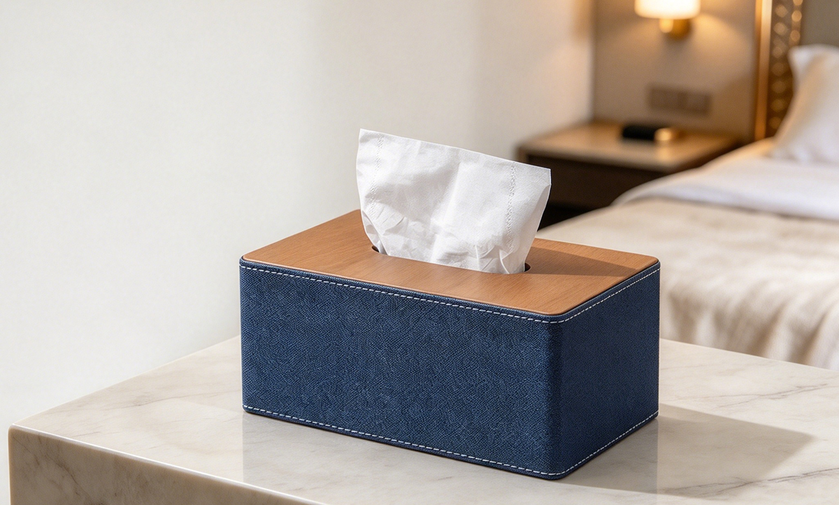 Navy Blue Leather Exterior luxury tissue box cover-PTC-02