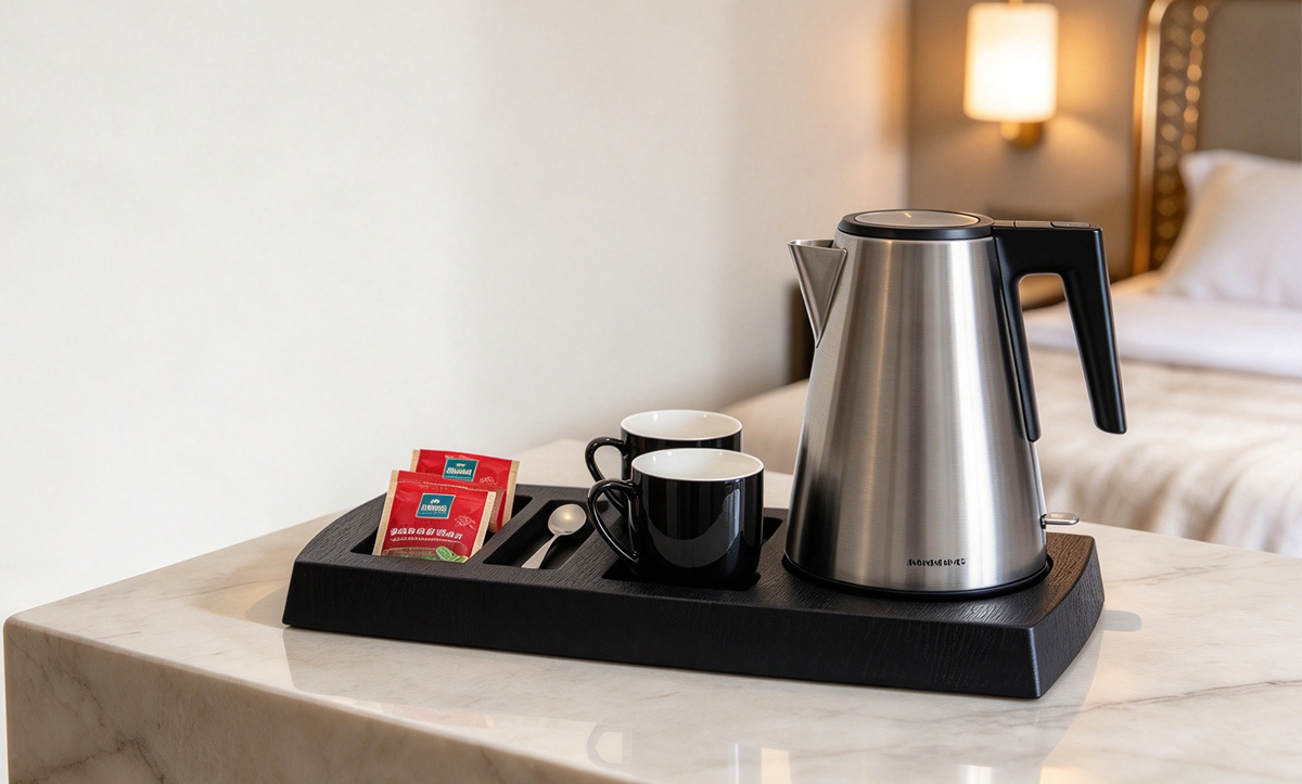 Melamine Black Electric Kettle Service Tray Hotel Welcome-STP-01