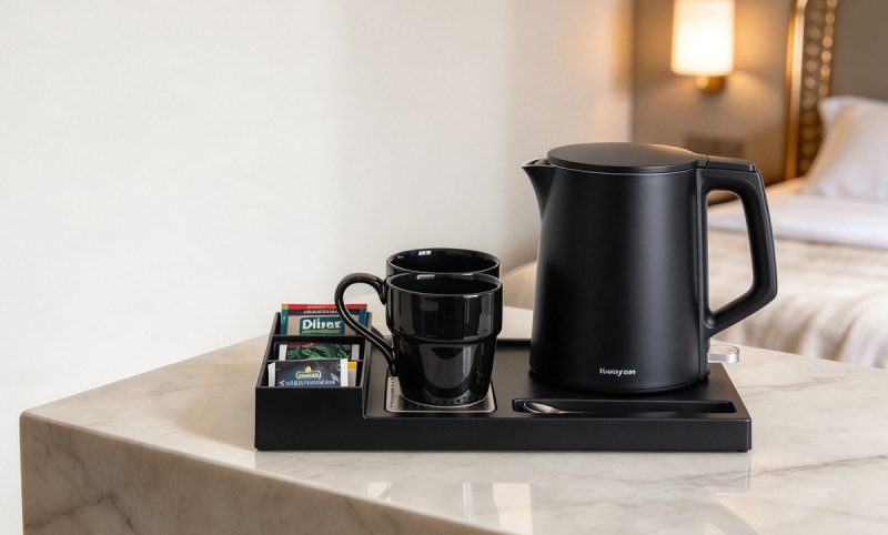 STP-03 Black ABS Electric Kettle Service Tray with Tea Sachet Organizer-STP-03